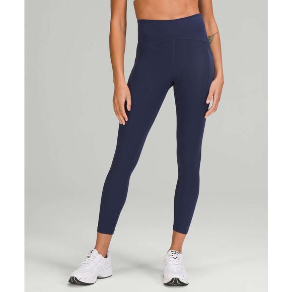 Lululemon Power Thru High-Rise Tight 25" Night Sea Blue Size 0 XXS Run Gym - Picture 1 of 7
